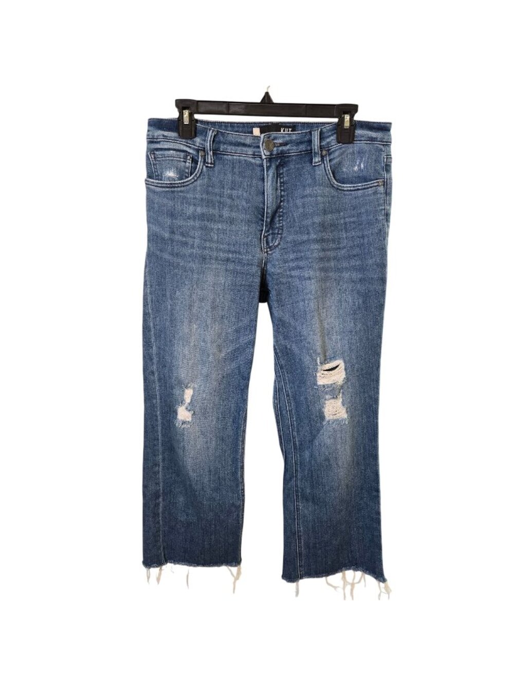 Kut from the Kloth Kelsey Fab Ab Ankle Flare Distresssed Jeans Size 8